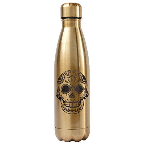 Karma Gifts Sugar Skull Stainless Steel Water Bottle, Gold