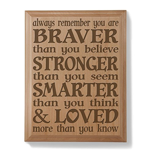 Kate Posh Always remember you are BRAVER than you believe, STRONGER than you seem, SMARTER than you think & LOVED more than you know - Engraved Natural Wooden Plaque - Christopher Robin to Pooh