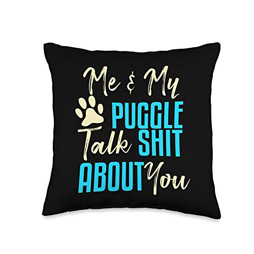 Dog Tees by K Funny Puggle Dog Pug Beagle Mom Dad Gift Idea Throw Pillow_ 16x16_ Multicolor