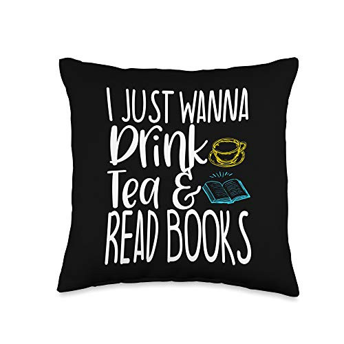 Book Nerd Gifts by K Book Lover Tea Drinker Funny Gift Bookworm Librarian Nerd Throw Pillow_ 16x16_ Multicolor