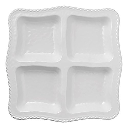 Merritt White Nautical Rope 13.5-inch Divided Melamine Chip & Dip Platter