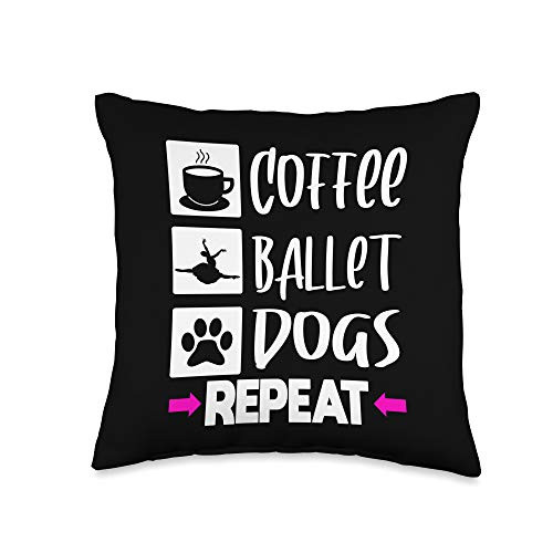 Dog Tees by K Ballet Dancer Ballerina Dog Mom Owner Pet Coffee Lover Gift Throw Pillow_ 16x16_ Multicolor