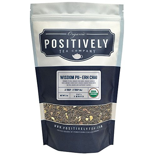 Organic Wisdom Pu-Erh Chai Tea, Loose Leaf Pu-Erh Tea, Bulk 1 Pound Bag, Positively Tea LLC. (1 Lb.)