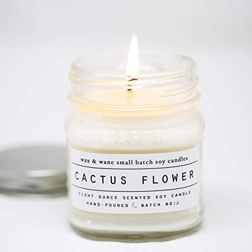 Cactus Flower Scented 8 oz Mason Jar Soy Candle Cactus Flower Scented 8 oz Mason Jar Soy Candle