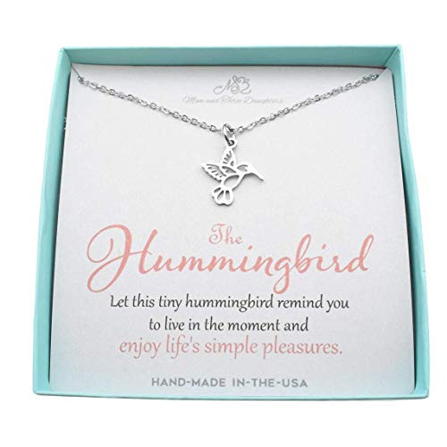 Hummingbird Necklace. Hummingbird Jewelry. Hummingbird Gifts. Motivational Gifts. Bird Necklace. Live in the Moment. Encouragement Gift. Stainless steel necklace.