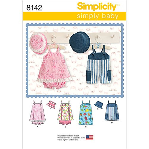 Simplicity 8142 Infant Jumper_ Romper Set and Hat Baby Clothes Sewing Pattern_ XXS_L