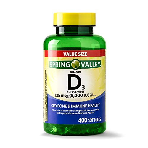 Spring Valley Vitamin D3 Softgels_ 125 mcg _5000 IU__ 400 Ct
