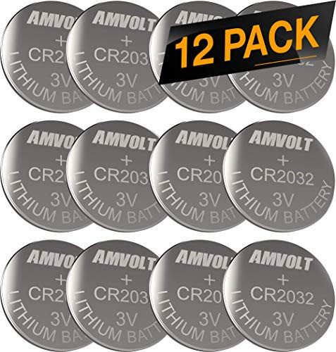 12 Pack AmVolt CR2032 Battery 220mAh 3 Volt Lithium Battery Coin Button Cell 2023 Expiry Date