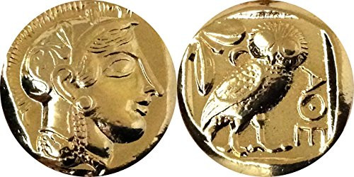 Golden Artifacts Athena and Owl_ Famous Greek Coin_ Mark of Athena Percy Jackson Teen Gift_ Unique Gift_ Greek Mythology _PJ12_G_ Golden Artifacts Athena and Owl_ Famous Greek Coin_ Mark of Athena Percy Jackson Teen Gift_ Unique Gift_ Greek Mythology _PJ12_G_