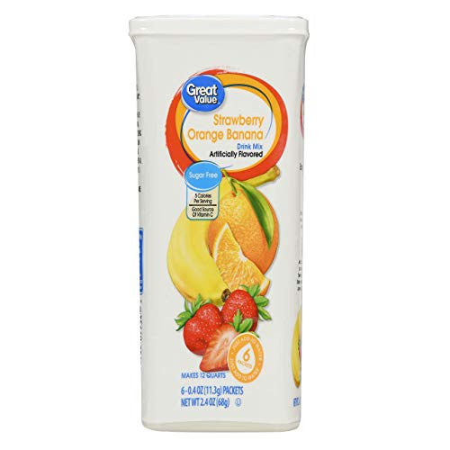 Great Value  Strawberry Orange Banana 6 Tubs Drink Mix_ _Pack of 2_ _ SET OF 3