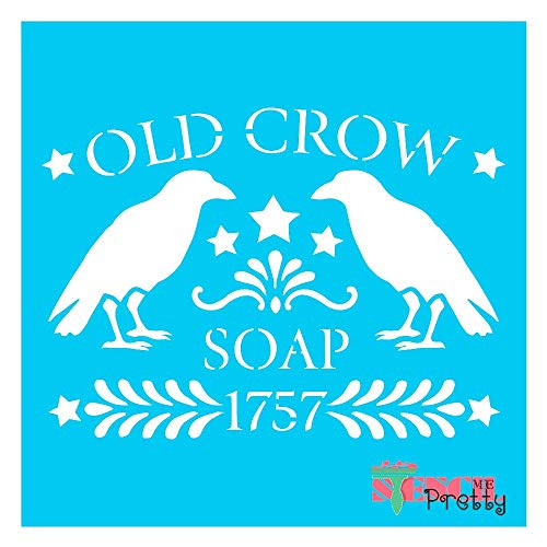Old Crow Soap Primitive Stencil_L _16 inch  x 11.5 inch __ Brilliant Blue Color Material
