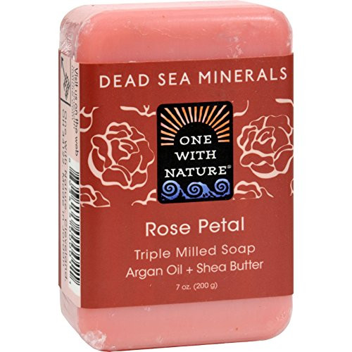 One With Nature Dead Sea Mineral Rose Petal Soap _ 7 oz _ _Pack of 3_