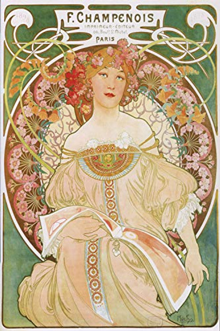 Alphonse Mucha _F. Champenois_ _ Vintage Art Nouveau Poster Reproduction _18 x 24_ Alphonse Mucha _F. Champenois_ _ Vintage Art Nouveau Poster Reproduction _18 x 24_