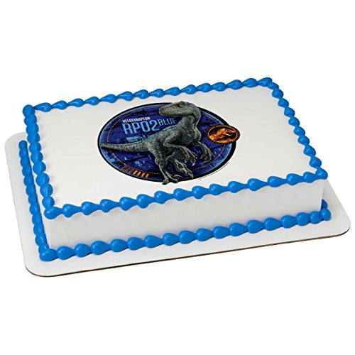Jurassic World Fallen Kingdom Blue Edible Cake Topper or Cupcake Topper Decorations _7.5 inch x10 inch  Rectangle_