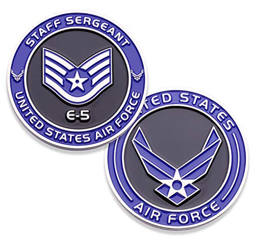 Air Force Staff Sergeant E5 Challenge Coin! United States Air Force Staff Sergeant Rank Military Coin. E_5 USAF Challenge Coin! Designed by Military Veterans _ Officially Licensed Product!