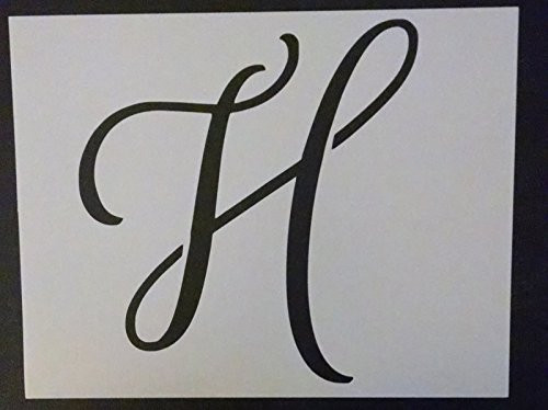 Reusable Sturdy Stencil Large Big Script Cursive Letter H 11 inch  x 8.5 inch  Cut Stencil Sheet _not Paper_ Arts and Crafts Material Scrapbooking for Airbrush Painting Drawing