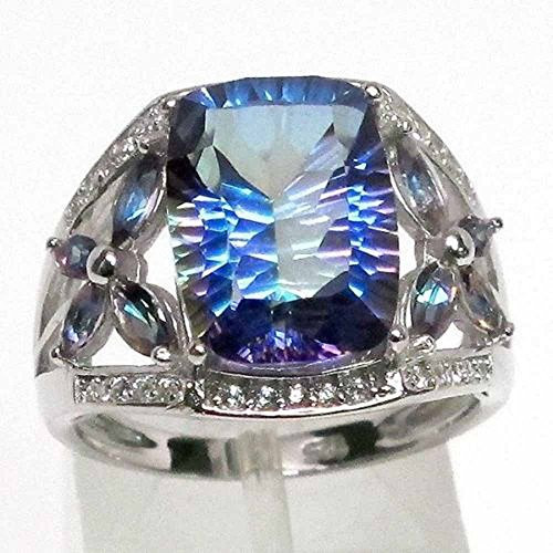 Women 925 Sterling Silver Blue Sapphire Ring Wedding Engagement Jewelry  6_10 By Wat _7_