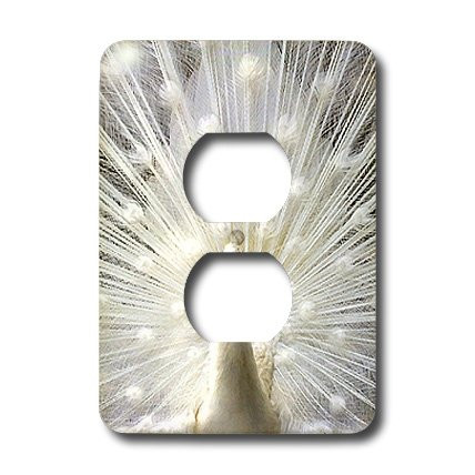 3dRose lsp_4060_6 White Peacock 2 Plug Outlet Cover