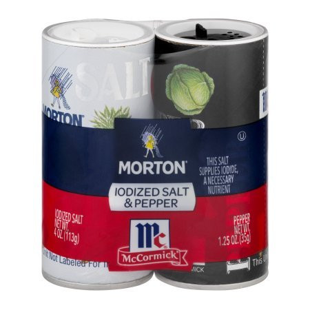 Morton Iodized Salt  and  McCormick Pepper Shakers_ 4 count_ 5.25 oz