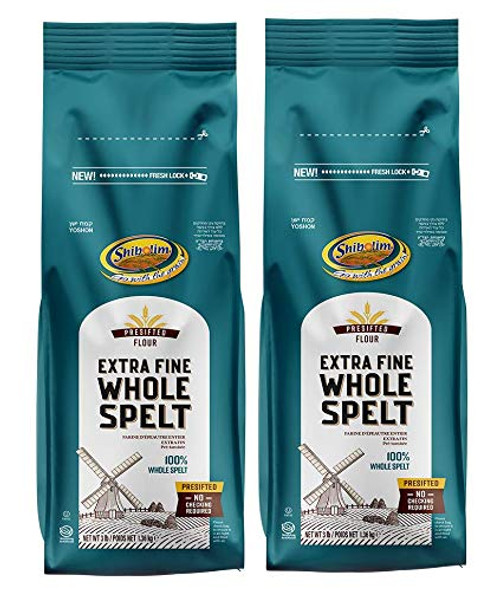 Shibolim_ Extra Fine_ Stone Ground 100 Percent  Whole Spelt Flour_ 48oz 2 pack _Total of 6 Pounds_ Resealable Bag_ Triple Sifted_ 100 Percent  Whole Grain