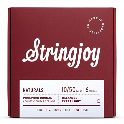 Stringjoy NB1050 Natural Bronze Acoustic Guitar Strings_ _Extra Light Gauge _ 10_50_