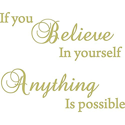 VWAQ If You Believe in Yourself Anything is Possible Wall Decal _ Inspiring Quotes Stickers Decor _22 inch H X 30 inch W_ Gold_