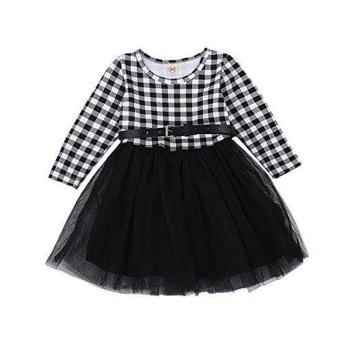Toddler Little Girls Christmas Outfits Red Plaid Shirt Tutu Tulle Skirt One Piece Xmas Dress Princess Party Clothes _5_6X_B Long Sleeve White Black_ Toddler Little Girls Christmas Outfits Red Plaid Shirt Tutu Tulle Skirt One Piece Xmas Dress Princess Party Clothes _5_6X_B Long Sleeve White Black_
