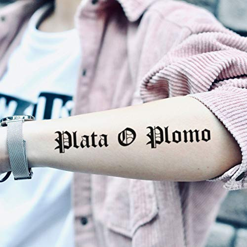 Plata O Plomo Temporary Tattoo Sticker _Set of 2_ _ www.ohmytat.com