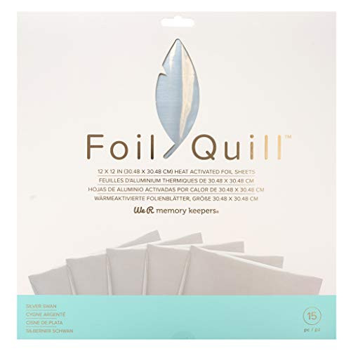We R Memory Keepers Quill 12 inch X12 inch  Foil Sheets 15 Pkg_Silver Swan