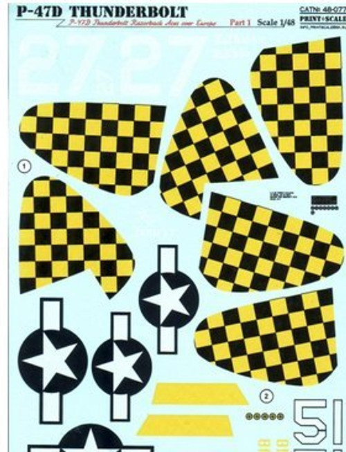 Decal for P_47D Thunderbolt Razorback Aces Over Europe_ Part 1 Print Scale 48_077