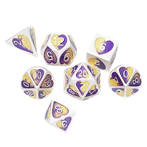 F Fityle Metal Polyhedral 7_Die Dice Set for Table Games RPG Dice Gaming D and D Game Props_ D4 D6 D8 D10 D12 and D20 _ Game K
