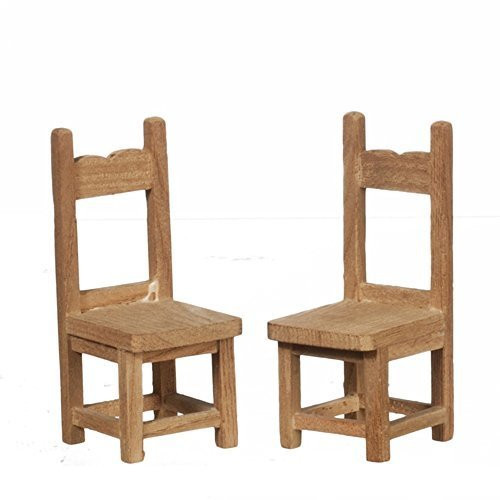 Melody Jane Dollhouse 2 Side Chair Unfinished Bare Wood Miniature Dining Room Furniture B