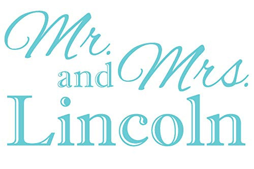 ValueVinylArt Personalized Mr.  and  Mrs. Wedding Anniversary Wall Decal _Ice Blue_ 36 inch  w x 20 inch  h_