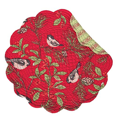 C and F Home Chickadee Red Round Placemat Round Placemat