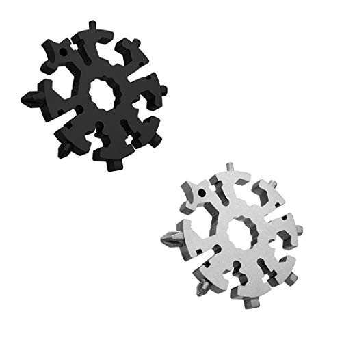 ANLEM Snowflake Multi Tool_ 2 Pack 20_in_1 Snowflake Stainless Steel Multi Tool Portable and Durable Screwdriver Compact Snowflakes Multitool for Bottle Opener Flat Phillips Screwdriver Kit Wrench