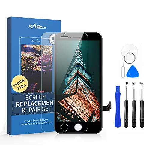 Flylinktech for iPhone 7 Plus Screen Replacement_ LCD Display Digitizer Touch Screen for iPhone 7 Plus Screen Assembly with Full Repair Tools _Black_