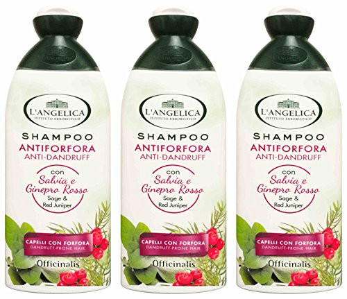 L'Angelica  inch Officinalis inch  Antidandruff Shampoo with Sage and Red Juniper _ 8.8 Fluid Ounce _250ml_ Bottles _Pack of 3_ _ Italian Import _