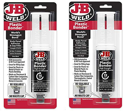 J_B Weld 50139 Plastic Bonder Body Panel Adhesive and Gap Filler Syringe _ Black_ 25 ml