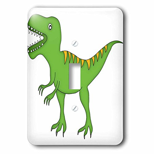 3dRose lsp_222498_1 Green and Yellow Dinosaur Growling Single Toggle Switch, Multicolor