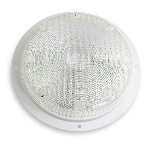 7 inch  Clear Lens 8 5 8 inch  Round WHITE Base Scare Utility Porch RV Camper Light