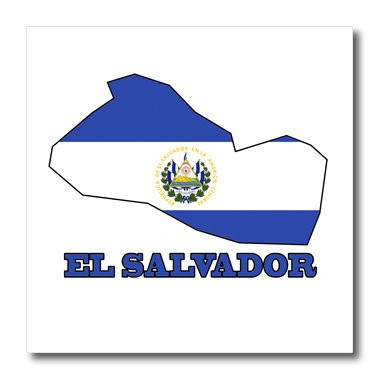 3dRose ht_58776_1 El Salvador Flag in The Outline Map and Words El Salvador Iron on Heat Transfer for White Material, 8 by 8-Inch