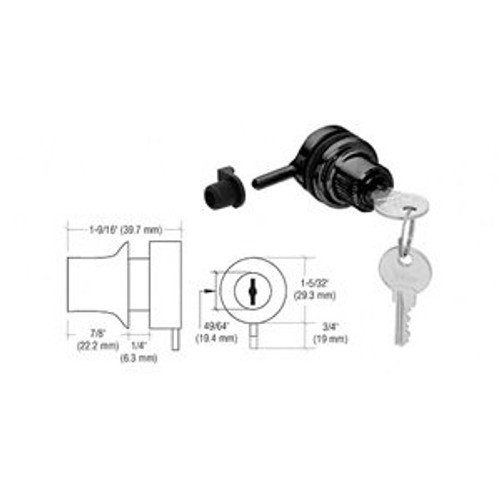 C.R. LAURENCE 0910BC CRL Black Chrome Random Keyed Through Glass Plunger Lock