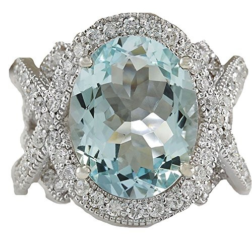 wattana Fashion Jewelry Women's 925 Sterling Silver Huge Aquamarine Wedding Ring Sz 6_10 by Wat _9_