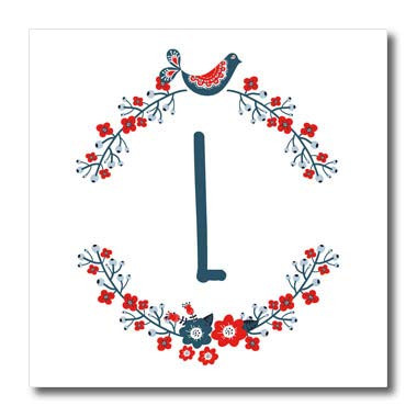3dRose Monogram Initial Letter L with a red and Blue Floral. _ Iron on Heat Transfers _ht_337472_2_