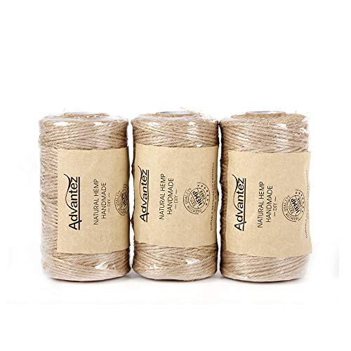 Advantez 3Pcs x300Feet Natural Jute Twine Best Arts Crafts Gift Twine Christmas Twine Industrial Packing Materials Durable String for Gardening Applications