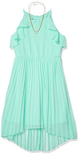 Amy Byer Girls' High Low Pleated Dress_ Mint_ 7