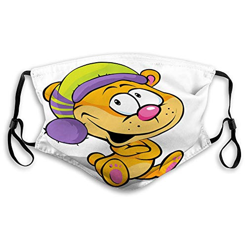 P.Scott Adult Kids Dust Mouth Cover Cute Bear with Cap Sitting on White Background Half Face Cover