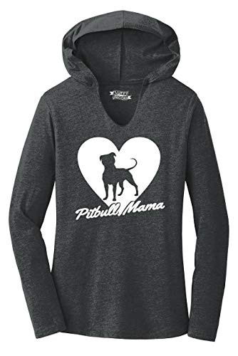 Ladies Hoodie Shirt Pitbull Mama Tee Pitt Bully Dog Lover Gift Tee Black Frost L