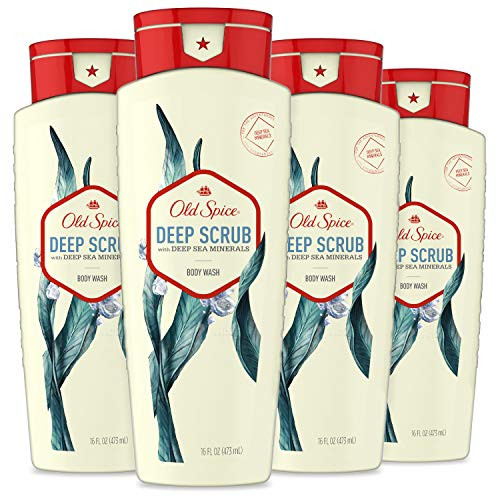 Old Spice Body Wash for Men_ Deep Scrub with Sea Minerals Scent_ 16 Fl Oz _Pack of 4_ Old Spice Body Wash for Men_ Deep Scrub with Sea Minerals Scent_ 16 Fl Oz _Pack of 4_