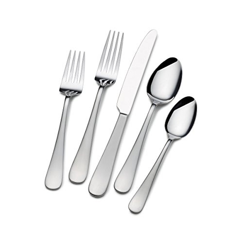 Gourmet Basics by Mikasa 5159189 Satin Symmetry 20-Piece Stainless Steel Flaware Set, Service for 4